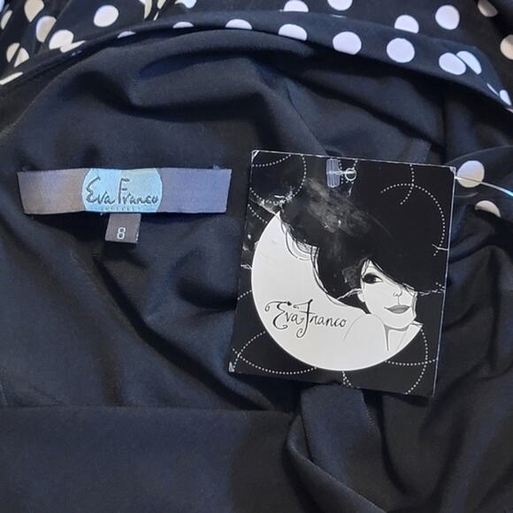 Eva Franco Black and White Polka Dot Dress Sleeveless Midi Flowy Party Summer 8 - Picture 12 of 14